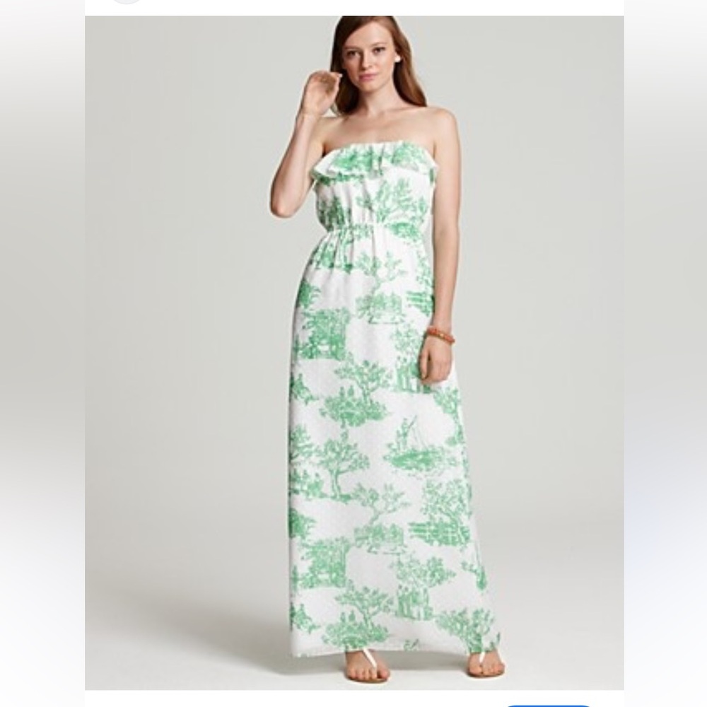 Lilly Pulitzer Darleen’s Toile Maxi
Never Worn, stunner
Elastic strapless
